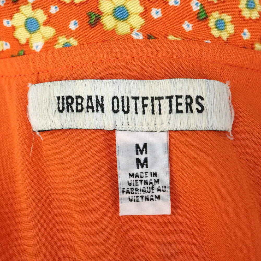 Urban Outfitters Dress Womens Medium Orange Yellow Floral Stretch Side Zip Lined - Picture 3 of 14